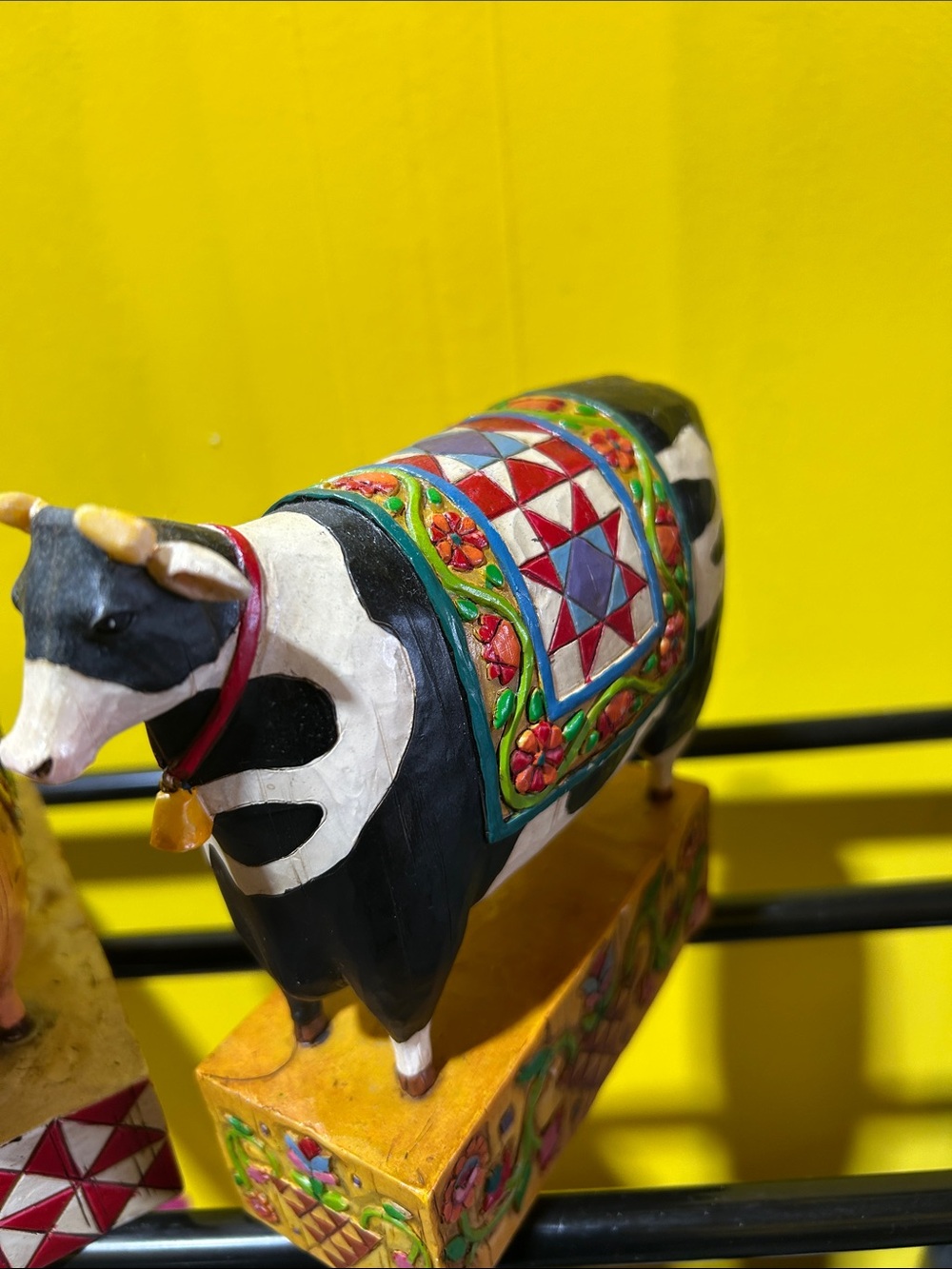 Hand-Painted Decorative Black & White Cow Figurine - Farmhouse Accent - Picture 3 of 9
